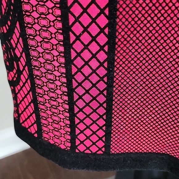 Worthington Midi Dress Red/ Black Velvet Lace Print - Picture 16 of 16